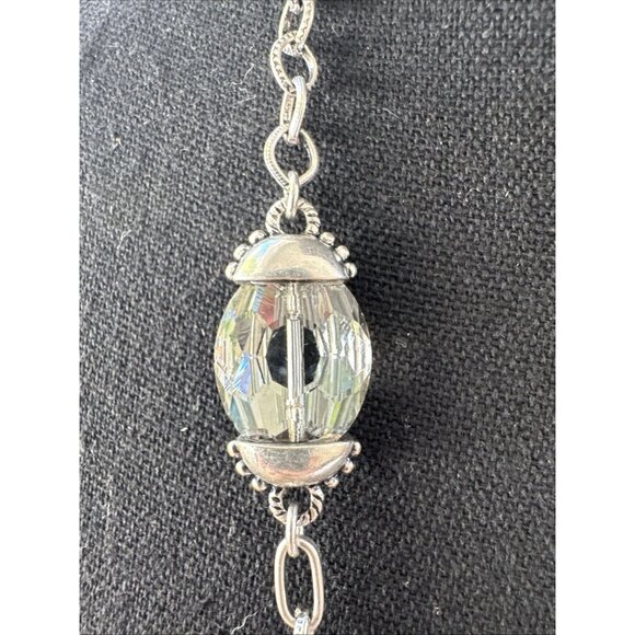 Chicos Pewter Bead Silver Tone 18" Long Rope Link Chain Statement Necklace NEW - Picture 2 of 12